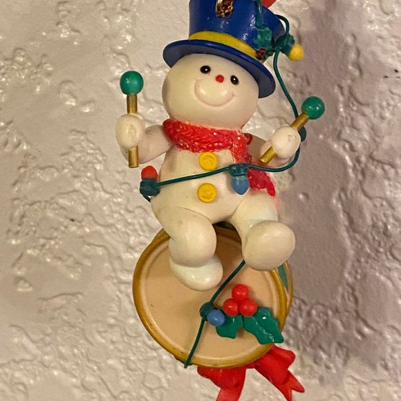 Snowman on Drum Christmas Holiday Tree Ornament Matrix Industries 4" - Picture 1 of 3